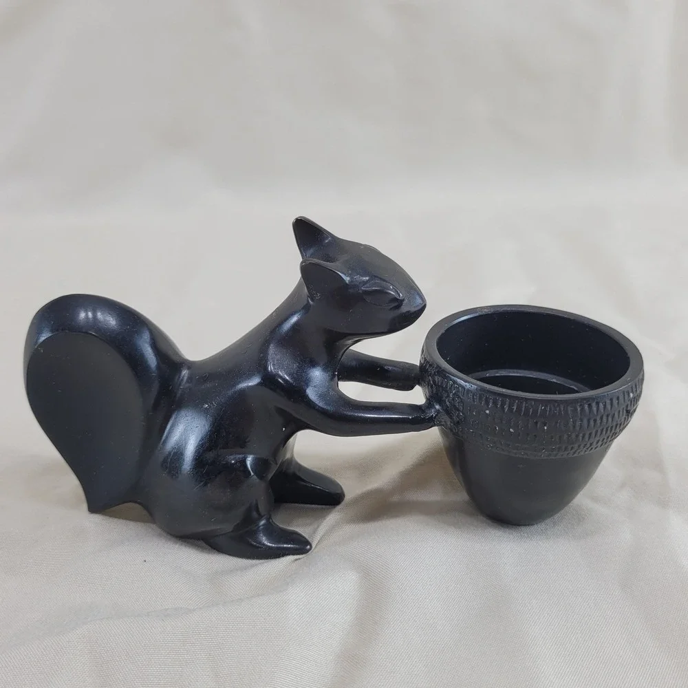 2 Crate & Barrel Squirrel Acorn Votive Candle Holders Dark Brown Metal 583-235
